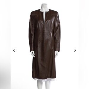ESCADA‎ brown leather long blazer trench jacket
